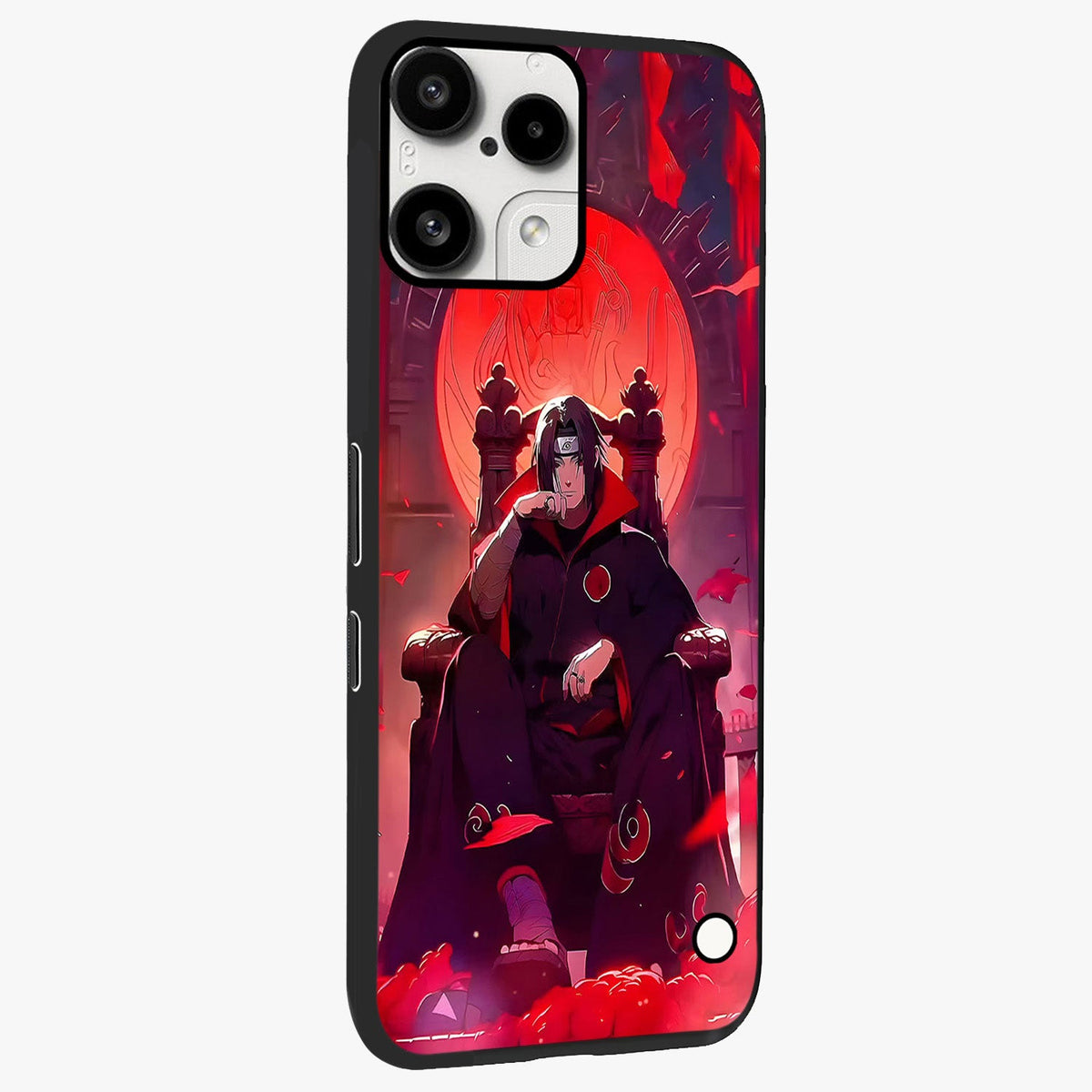 Blood Moon Sovereign Glass Case upright view showcasing powerful moon inspired artwork with cosmic aesthetic style.