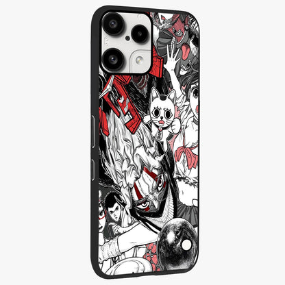Crimson Chaos Panel Glass Case upright view showcasing intense crimson artwork with dramatic aesthetic style.