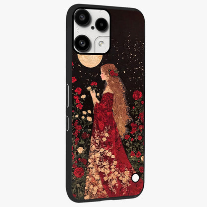Crimson Dreams Glass Case upright view showcasing dreamy red toned artwork with modern aesthetic style.
