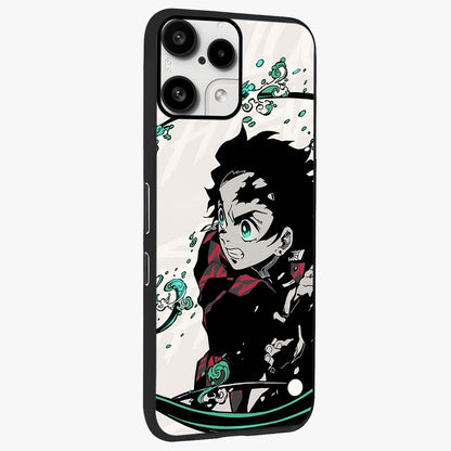 Demon Slayer Glass Case upright view showcasing powerful anime artwork with intense warrior theme.