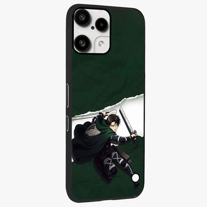 Emerald War Vanguard Glass Case upright view showcasing dramatic warrior artwork with bold fantasy theme.