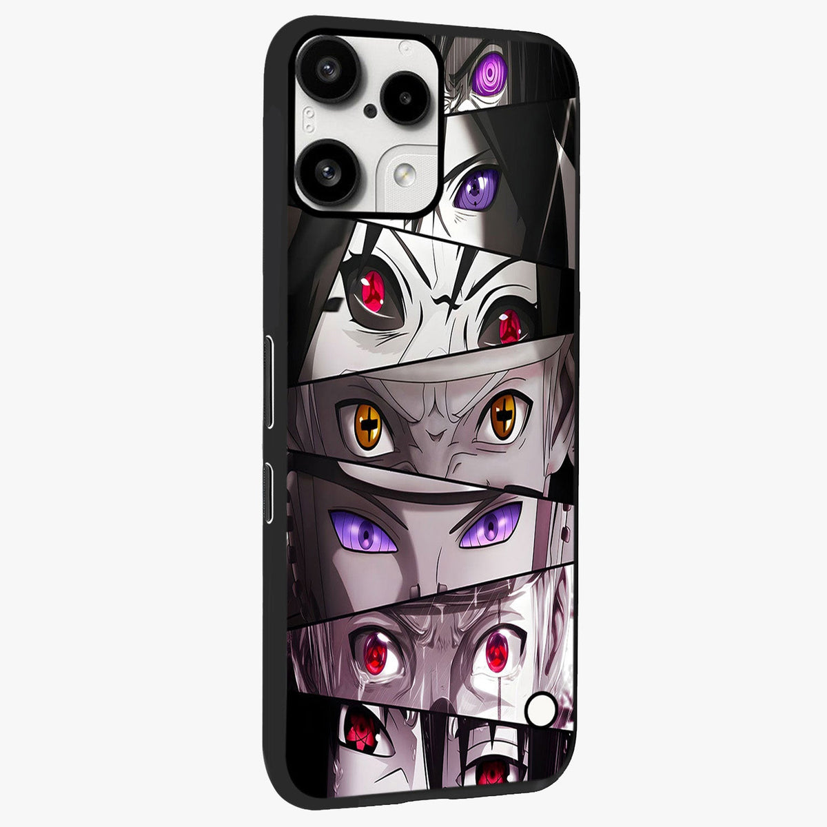 Eyes of Destiny Glass Case upright view showcasing symbolic eye artwork with dramatic artistic theme.