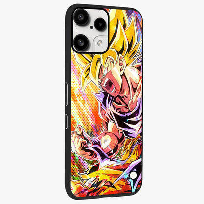Firing Goku Glass Case upright view showcasing energetic anime artwork with bold warrior theme.