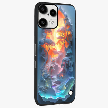 Glow Forest Portal Glass Case upright view showcasing enchanted forest portal artwork with fantasy nature theme.