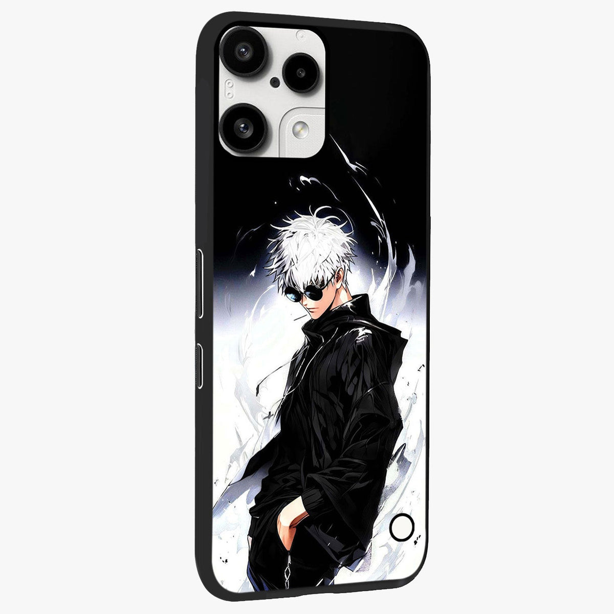 Limitless Shadow King Glass Case upright view showcasing bold shadow warrior artwork with epic fantasy theme.