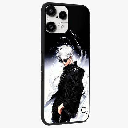 Limitless Shadow King Glass Case upright view showcasing bold shadow warrior artwork with epic fantasy theme.