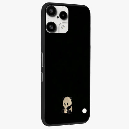 Midnight Panda Love Glass Case upright view showcasing charming panda artwork with playful romantic theme.