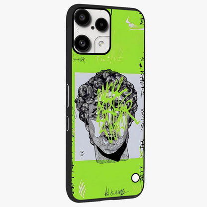 Neo Graffiti Rebellion Glass Case upright view showcasing colorful graffiti artwork with bold modern street style.