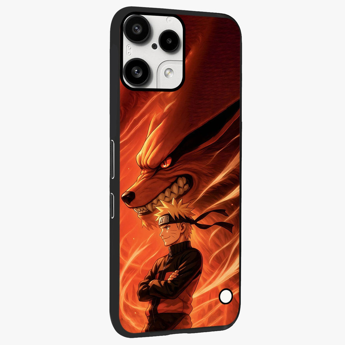 Nine Tails Legacy Glass Case upright view showcasing dramatic nine-tails artwork with intense anime themed design.