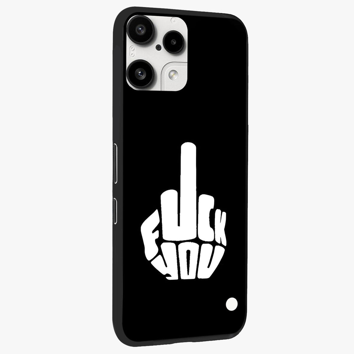 Rebel Mode On Glass Case upright view showcasing striking statement artwork with bold rebellious theme.
