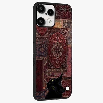 Regal Magic Cat Apple Glass Case upright view showcasing charming cat artwork with playful magical theme.