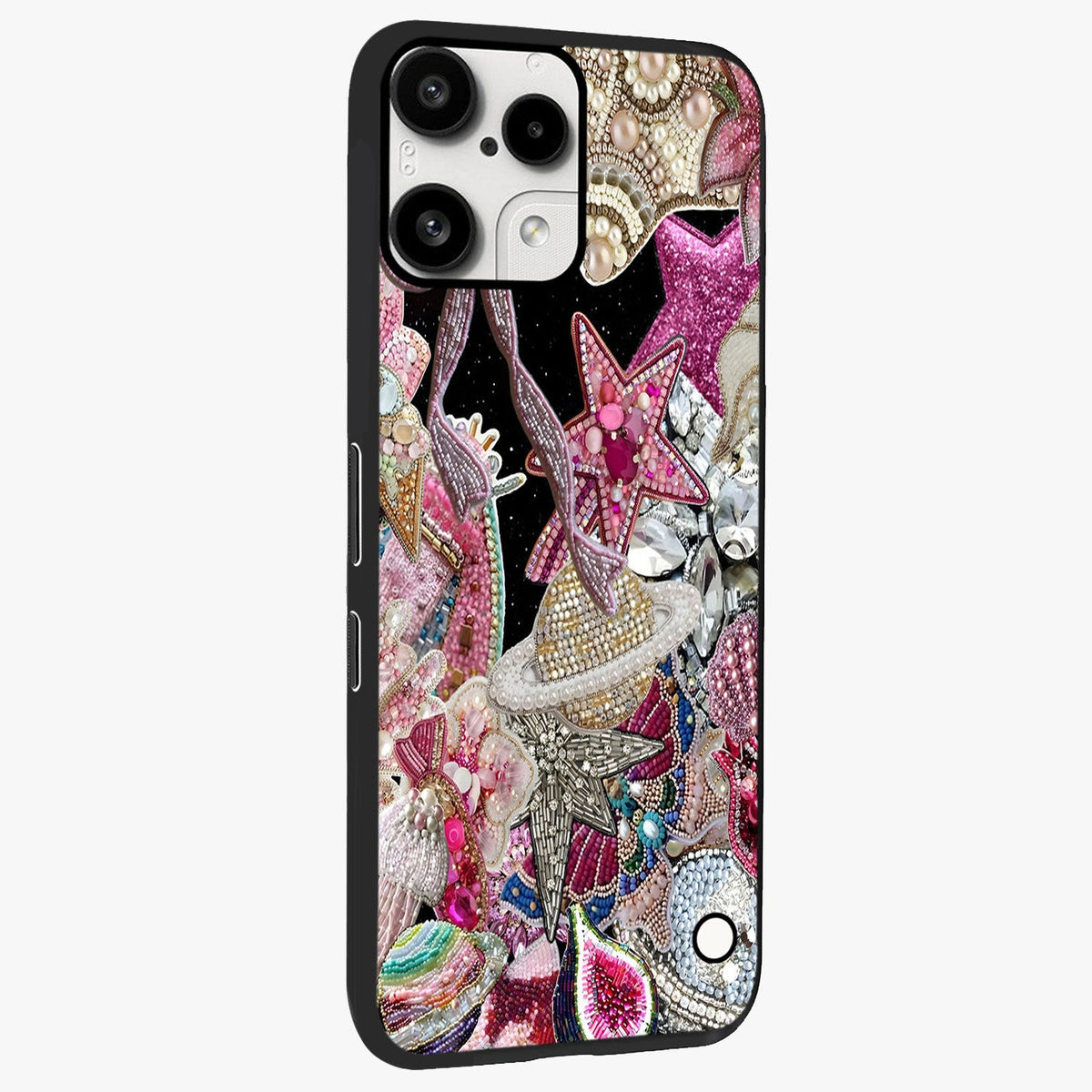 Starlit Jewel Dream Glass Case upright view showcasing radiant star inspired artwork with magical night theme.