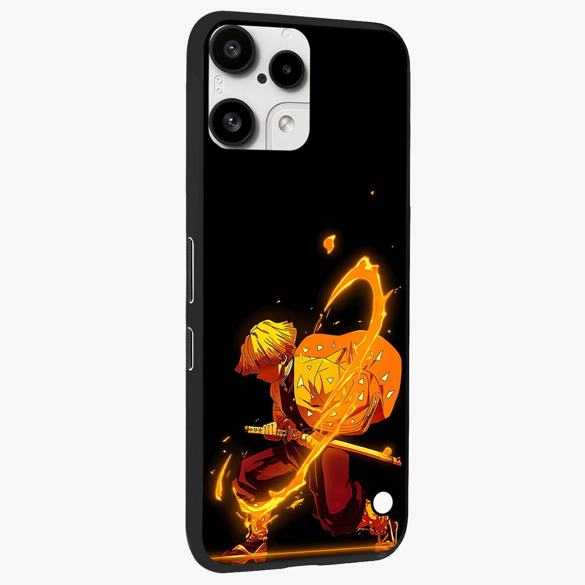 Thunder Flame Execution Glass Case upright view showcasing explosive flame artwork with dynamic action theme.