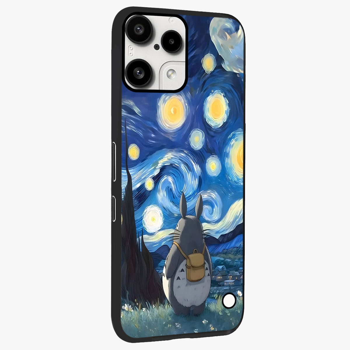 Totoro In Van Gogh Art Glass Case upright view showcasing creative character artwork with painterly artistic theme.