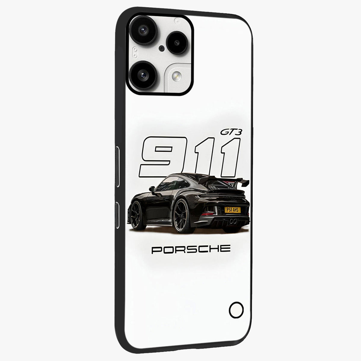 Turbo Legacy Icon Glass Case upright view showcasing bold racing inspired artwork with classic car theme.