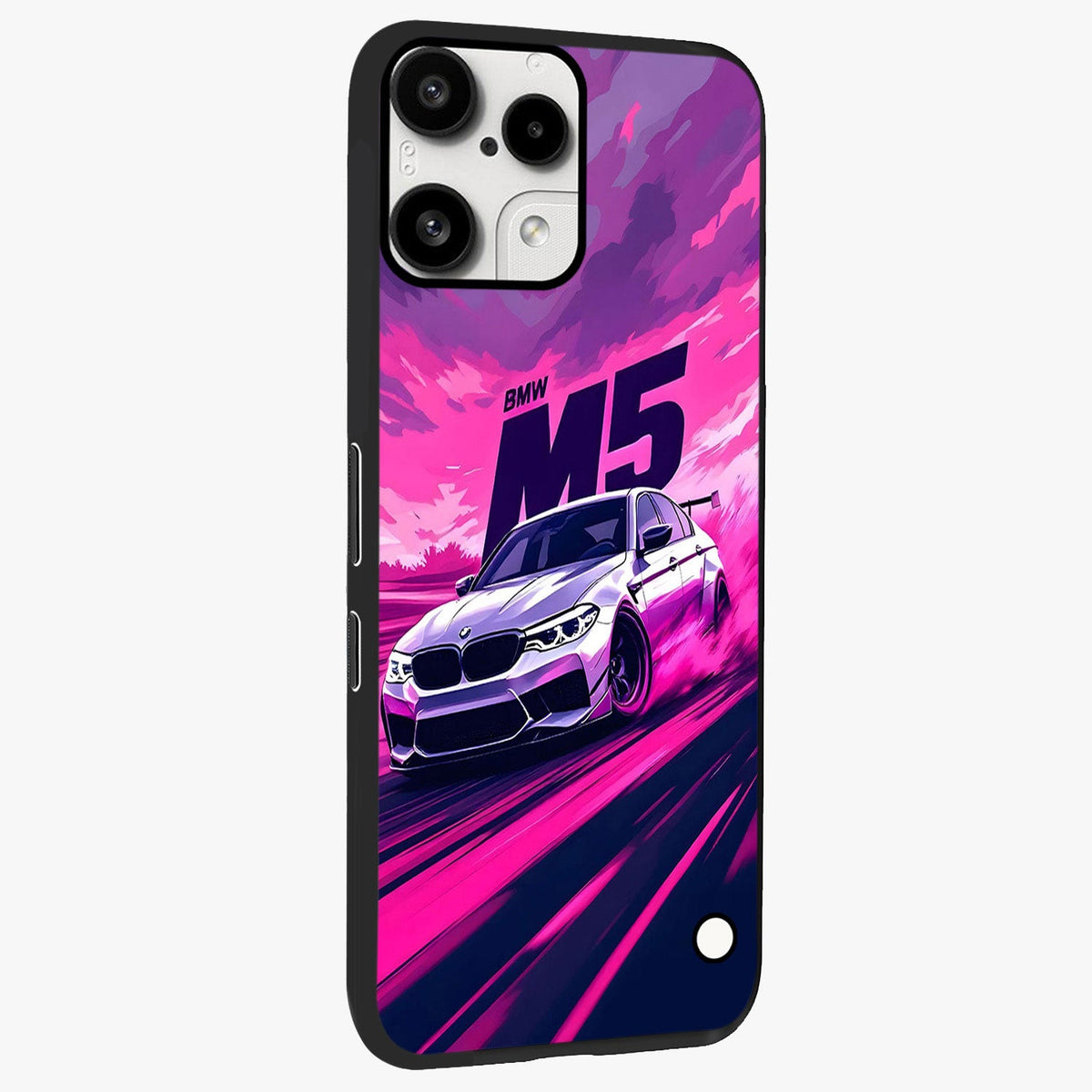 Velocity Drift Pulse Glass Case upright view showcasing powerful racing artwork with energetic motorsport theme.