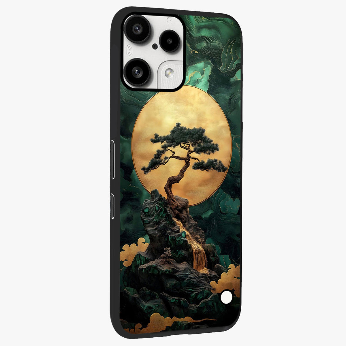Zen Moon Rise Glass Case upright view showcasing serene moon artwork with tranquil night theme.