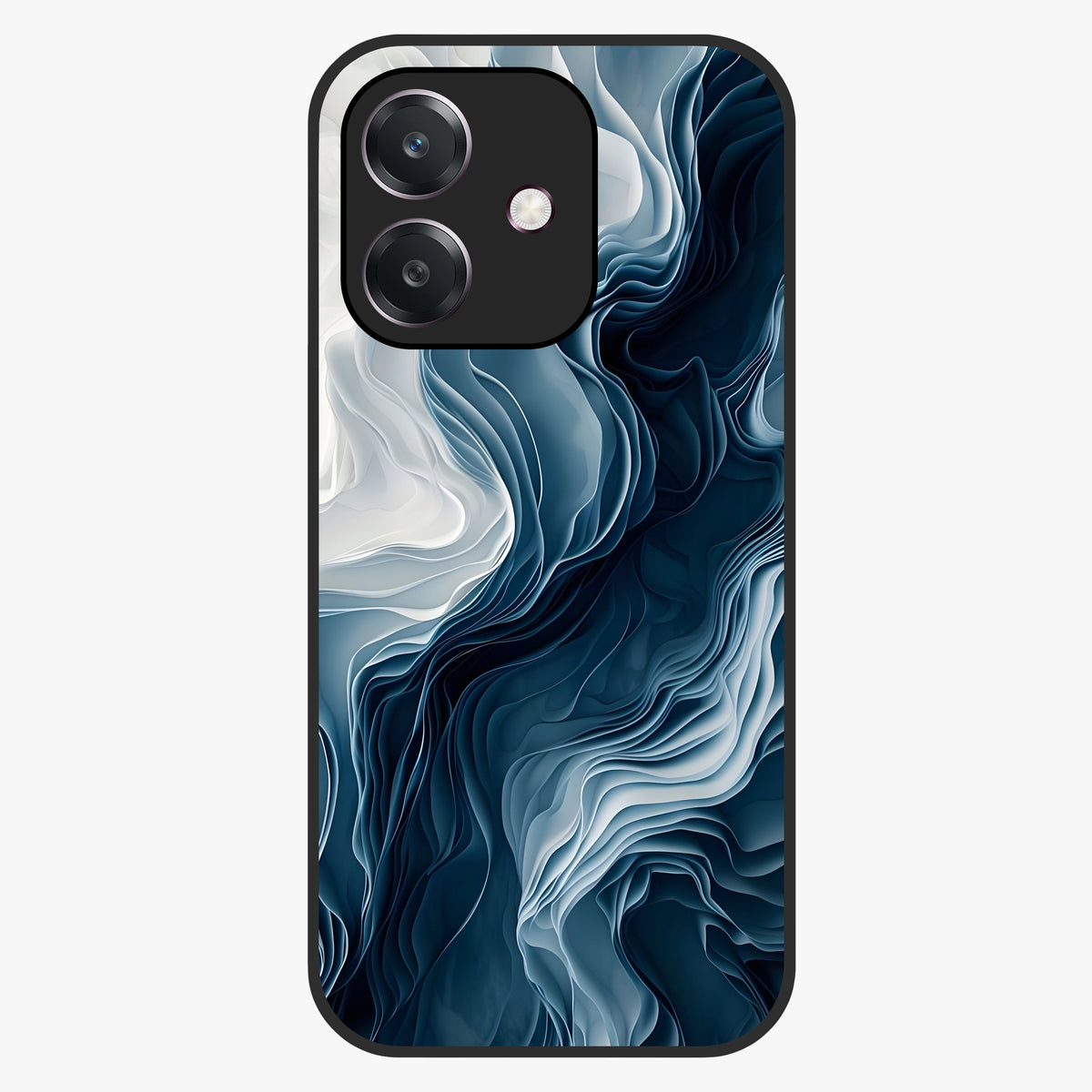 Ethereal Paper Marble Glass Case showing flat back view with soft marble paper texture artwork and glossy glass finish.
