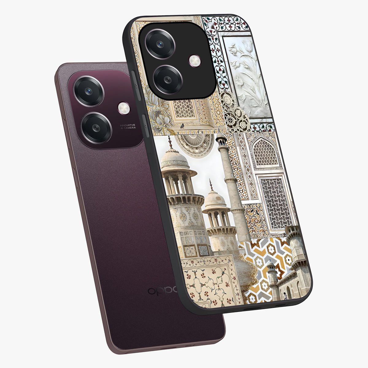 Mughal Marble Legacy Glass Case displayed in angled mockup highlighting elegant heritage marble artwork with royal aesthetic.