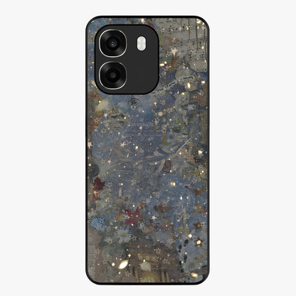 Aesthetic Astrolophia Glass Case showing flat back view with dreamy aesthetic design and glossy glass finish.