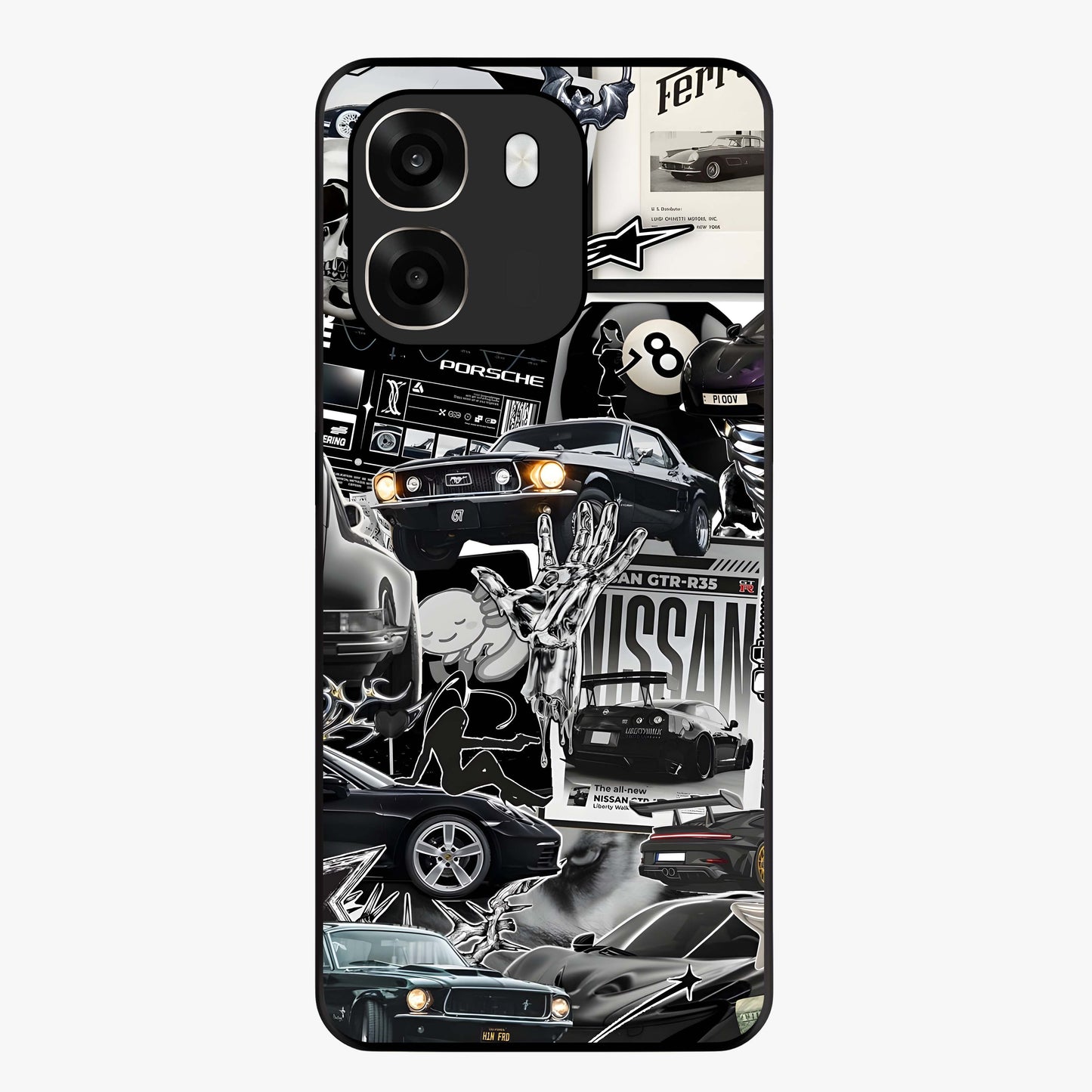 Aesthetic Dark Love Glass Case showing flat back view with dark romantic artwork and glossy glass finish.