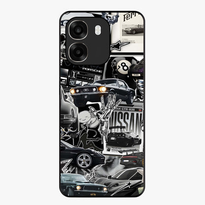 Aesthetic Dark Love Glass Case showing flat back view with dark romantic artwork and glossy glass finish.