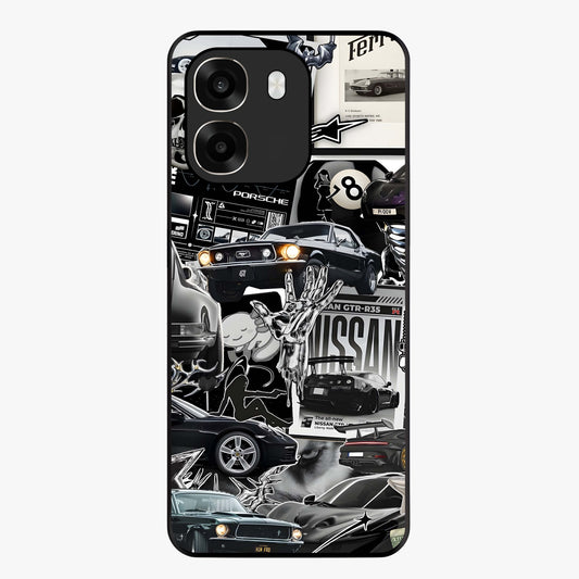 Aesthetic Dark Love Glass Case showing flat back view with dark romantic artwork and glossy glass finish.