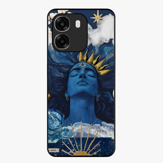 Aesthetic Lord Shiva Glass Case showing flat back view with divine Shiva artwork and glossy glass finish.