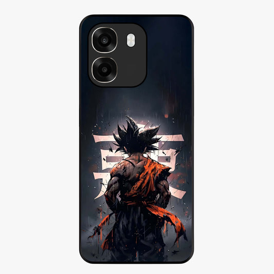 Dark Warrior In Rain Glass Case showing flat back view with warrior artwork in rainy atmosphere and glossy glass finish.