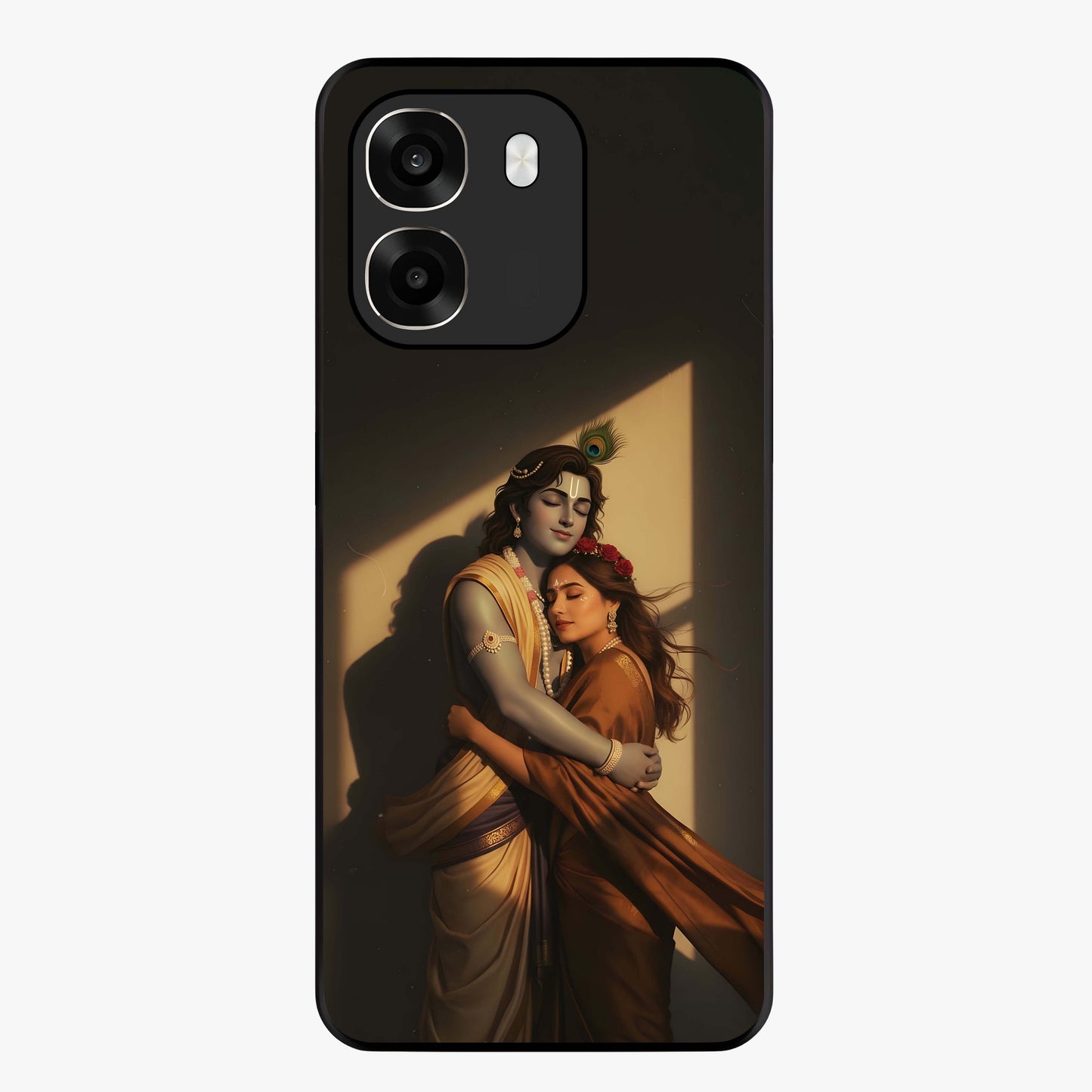 Divine Eternal Love Glass Case showing flat back view with spiritual love themed artwork and glossy glass finish.