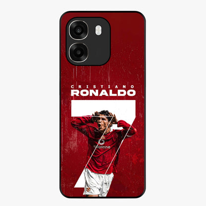 Goal Celebration Legacy Glass Case showing flat back view with football celebration inspired artwork and glossy glass finish.