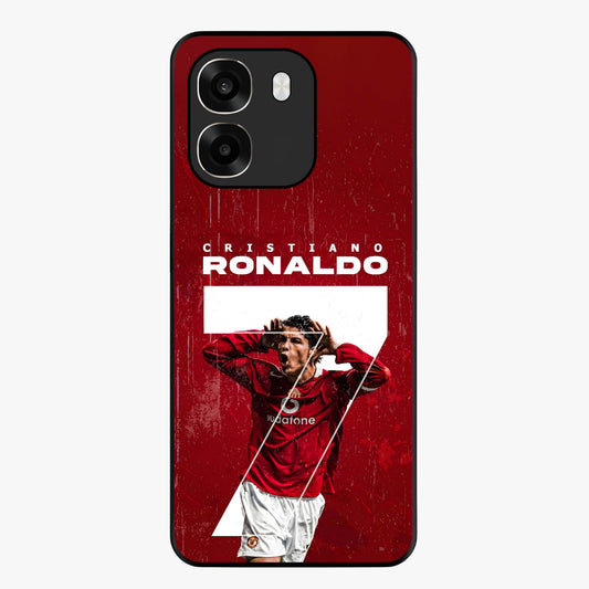 Goal Celebration Legacy Glass Case showing flat back view with football celebration inspired artwork and glossy glass finish.