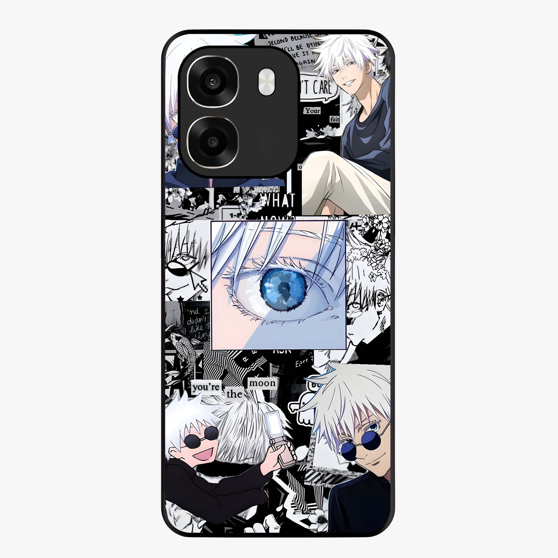 Infinity Sorcerer Chaos Glass Case showing flat back view with mystical sorcerer themed artwork and glossy glass finish.