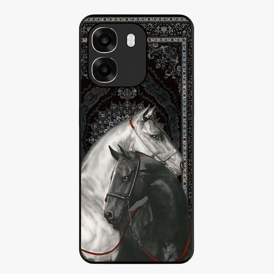 Majestic Ride Legacy Glass Case showing flat back view with powerful automotive inspired artwork and glossy glass finish.