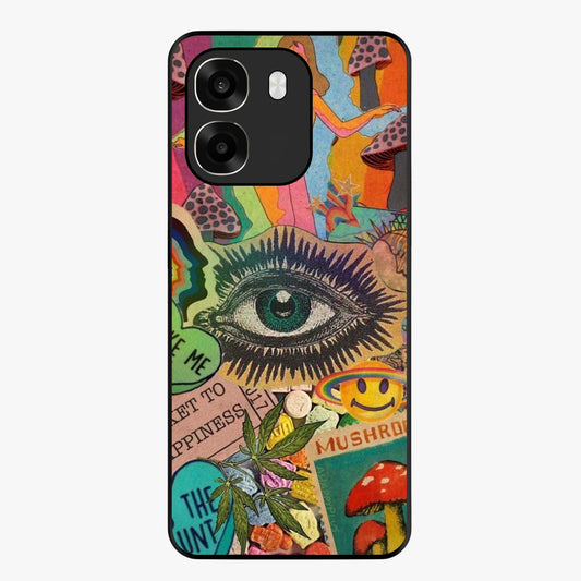 Mystic Eye Wonderland Glass Case showing flat back view with mystical eye themed artwork and glossy glass finish.