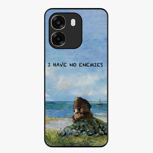 Peace Beyond War Glass Case showing flat back view with symbolic peace themed artwork and glossy glass finish.