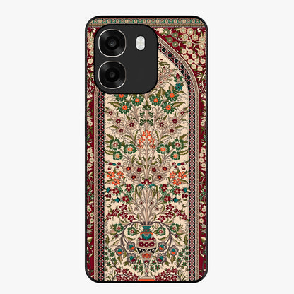 Persian Inspired Glass Case showing flat back view with ornate Persian style pattern artwork and glossy glass finish.
