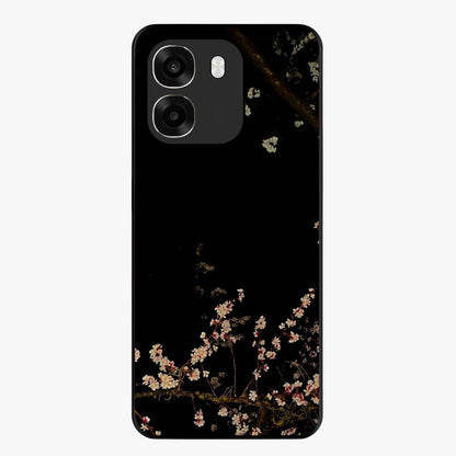 Petal Moon Light With Custom Name Glass Case showing flat back view with floral moonlight artwork and personalized name design.