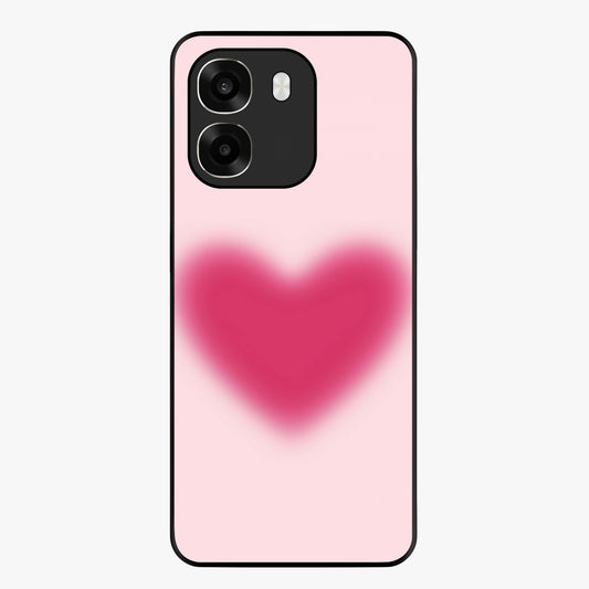 Pink Aura Heart Glass Case showing flat back view with glowing heart artwork and glossy glass finish.