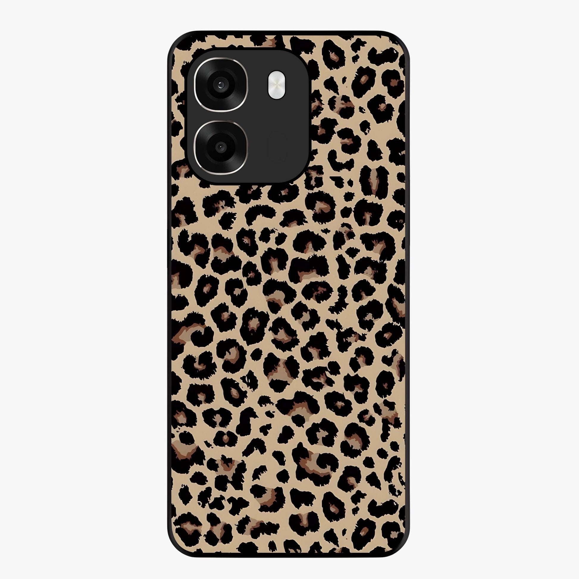 Savage Chic Pattern Glass Case showing flat back view with stylish patterned artwork and glossy glass finish.