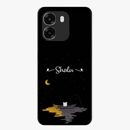 Silent Night Row Glass Case showing flat back view with calm night themed artwork and glossy glass finish.