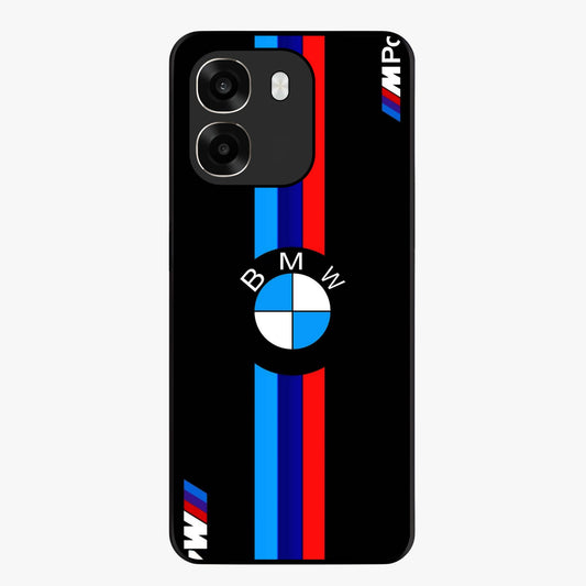 Turbo BMW Beast Glass Case showing flat back view with high performance sports car artwork and glossy glass finish.