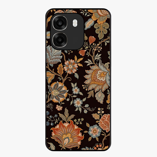 Vintage Floral Dream Glass Case showing flat back view with classic floral artwork and glossy glass finish.