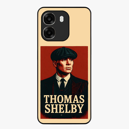 Vintage Mafia Authority Glass Case showing flat back view with bold vintage mafia inspired artwork and glossy glass finish.