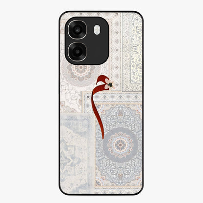 White Aesthetic Bow Glass Case showing flat back view with minimal bow artwork and glossy glass finish.
