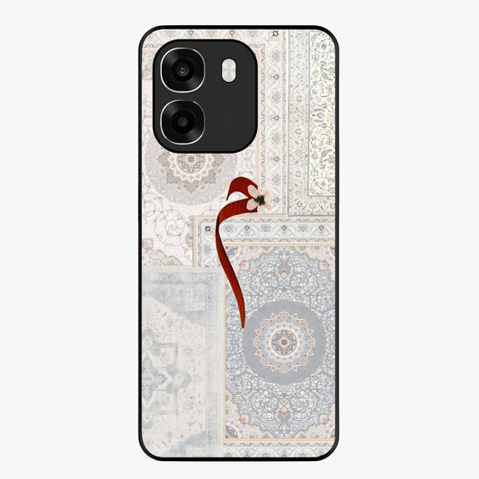 White Aesthetic Bow Glass Case showing flat back view with minimal bow artwork and glossy glass finish.