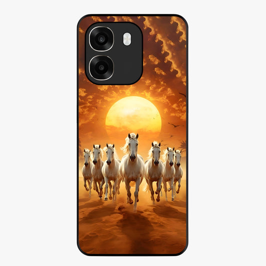 Wild Sunset Majesty Glass Case showing flat back view with majestic sunset landscape artwork and glossy glass finish.