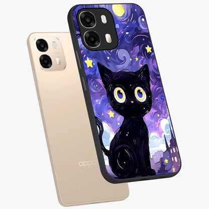 Abstract Cat Art Glass Case displayed in angled mockup highlighting modern abstract cat artwork and sleek glass surface.
