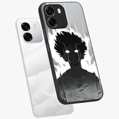 Awakened Inner Rage Glass Case displayed in angled mockup highlighting powerful graphic design and bold artistic theme.