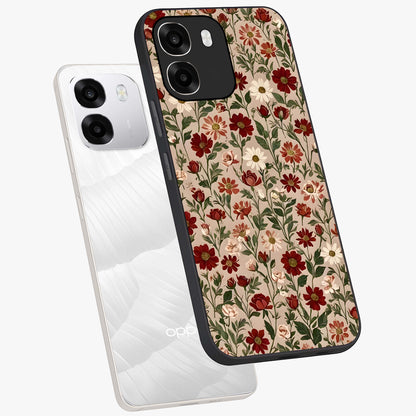 Biege Flower With Leaf Glass Case displayed in angled mockup highlighting minimal floral leaf design and elegant aesthetic.